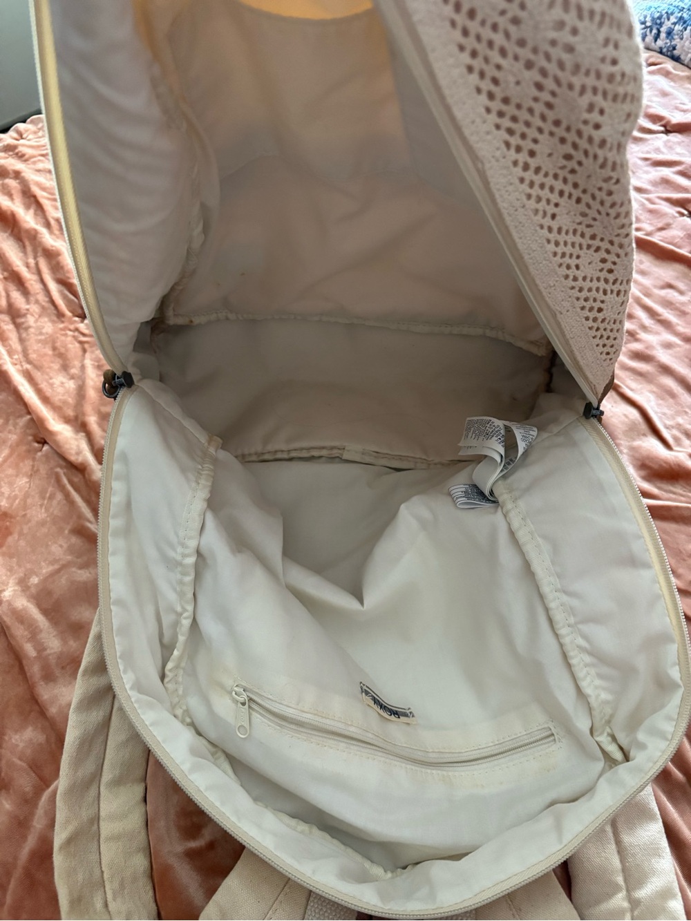 Roxy Cream Crochet Front Backpack with Tan Suede Base - Picture 7 of 9